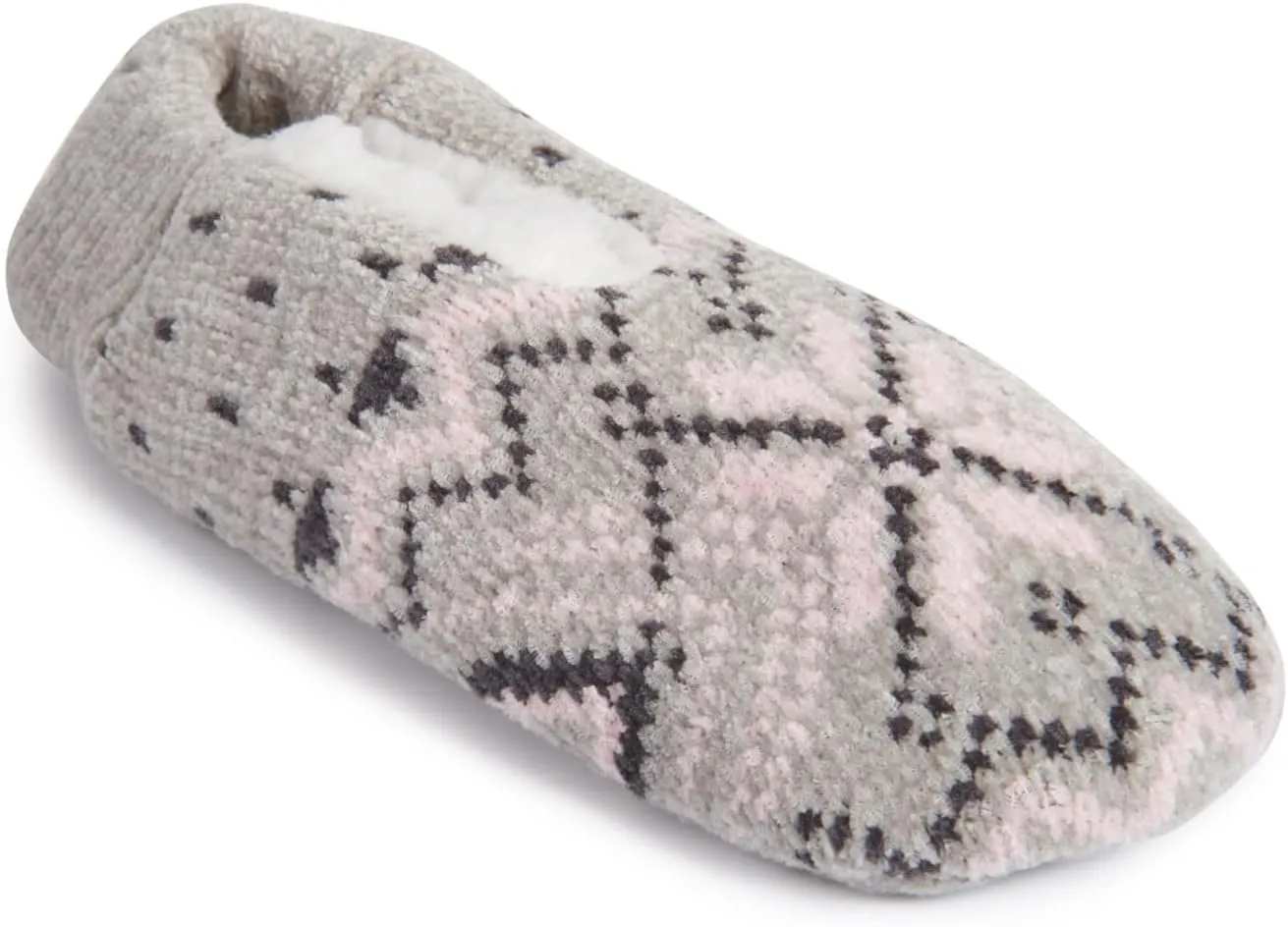 Laura Ashley Womens Fair Isle Fuzzy Slipper Socks with Grippers, Non Slip Warm Cozy Indoor House Slippers