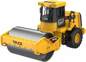 Lbaatta 1/16 Large Road Roller Toys with Light & Sound, Friction Power Steamroller Construction Vehicle Toys, Birthday for Boys and Girls