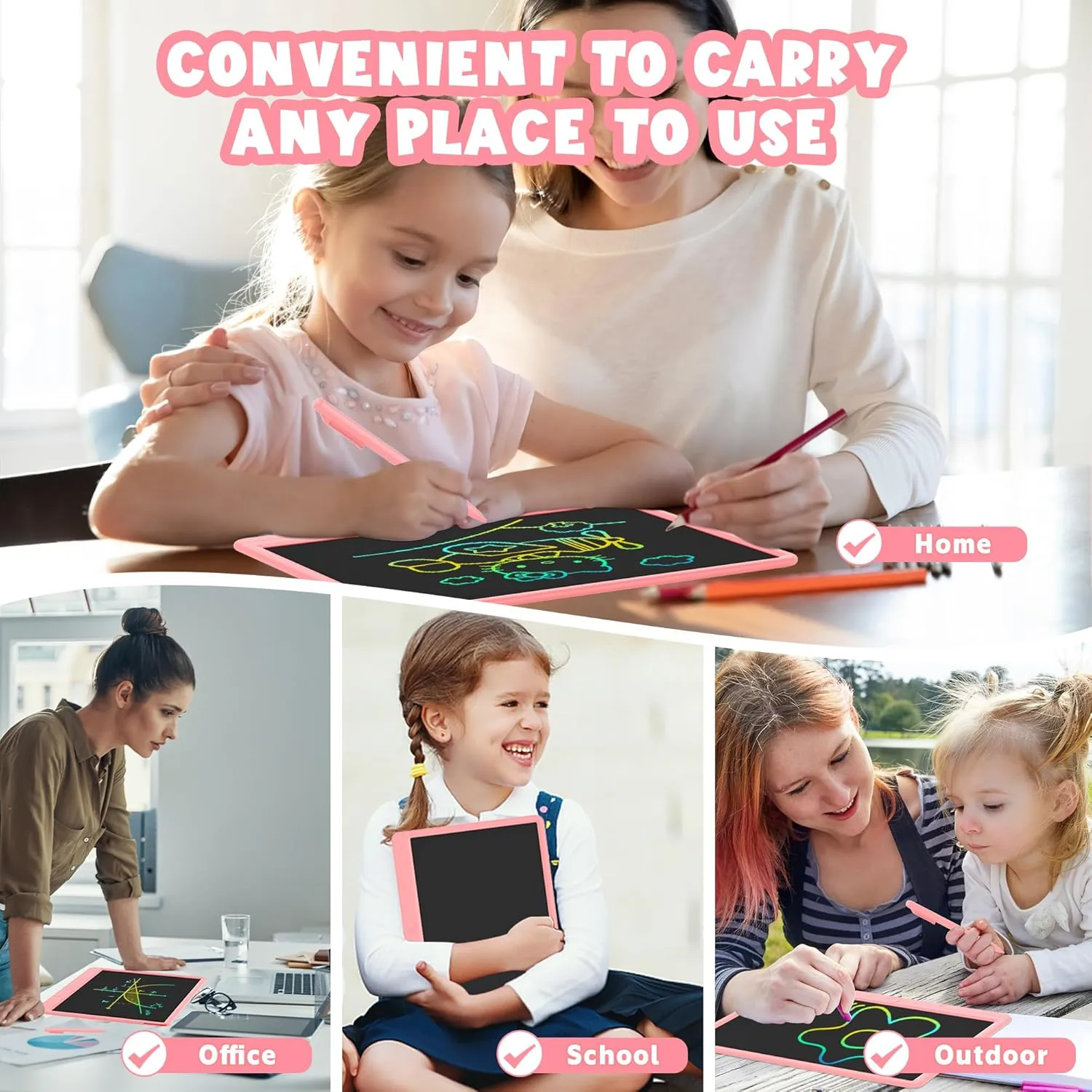 LCD Writing Tablet 15 Inch, Colorful Erasable Doodle Board Drawing Pad, Magic Drawing Tablet for Kids Toddler, Reusable Electronic Doodle Pad, Educational Toys Gifts for 3-12 Year Old Boys Girls