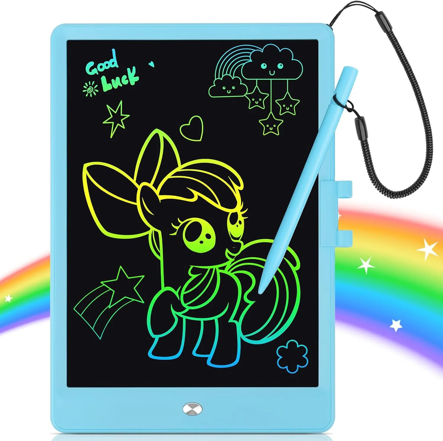 LCD Writing Tablet Doodle Board, 10 Inch Colorful Toddler Drawing Pad, Ideal Travel Essential & Kid Toy for 3-8 Year-Old Boys & Girls（Blue）