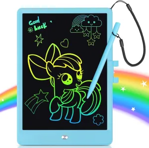 LCD Writing Tablet Doodle Board, 10 Inch Colorful Toddler Drawing Pad, Ideal Travel Essential & Kid Toy for 3-8 Year-Old Boys & Girls（Blue）