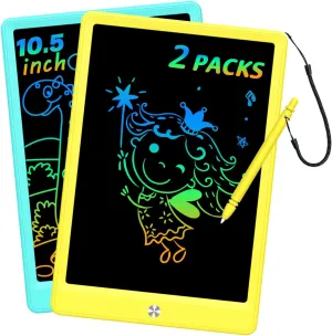 LCD Writing Tablet Doodle Board, Colorful Drawing Pad, Electronic Drawing Tablet, Drawing Pads,Travel Gifts for Kids Ages 3 4 5 6 7 8 Year Old Girls Boys (10.5 inch, Blue&Yellow)