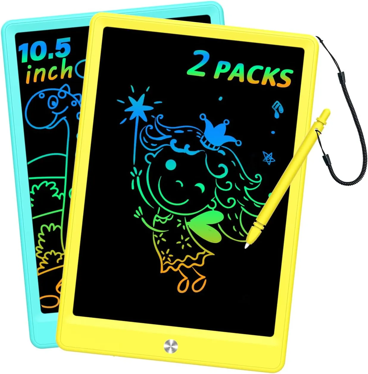 LCD Writing Tablet Doodle Board, Colorful Drawing Pad, Electronic Drawing Tablet, Drawing Pads,Travel Gifts for Kids Ages 3 4 5 6 7 8 Year Old Girls Boys (10.5 inch, Blue&Yellow)