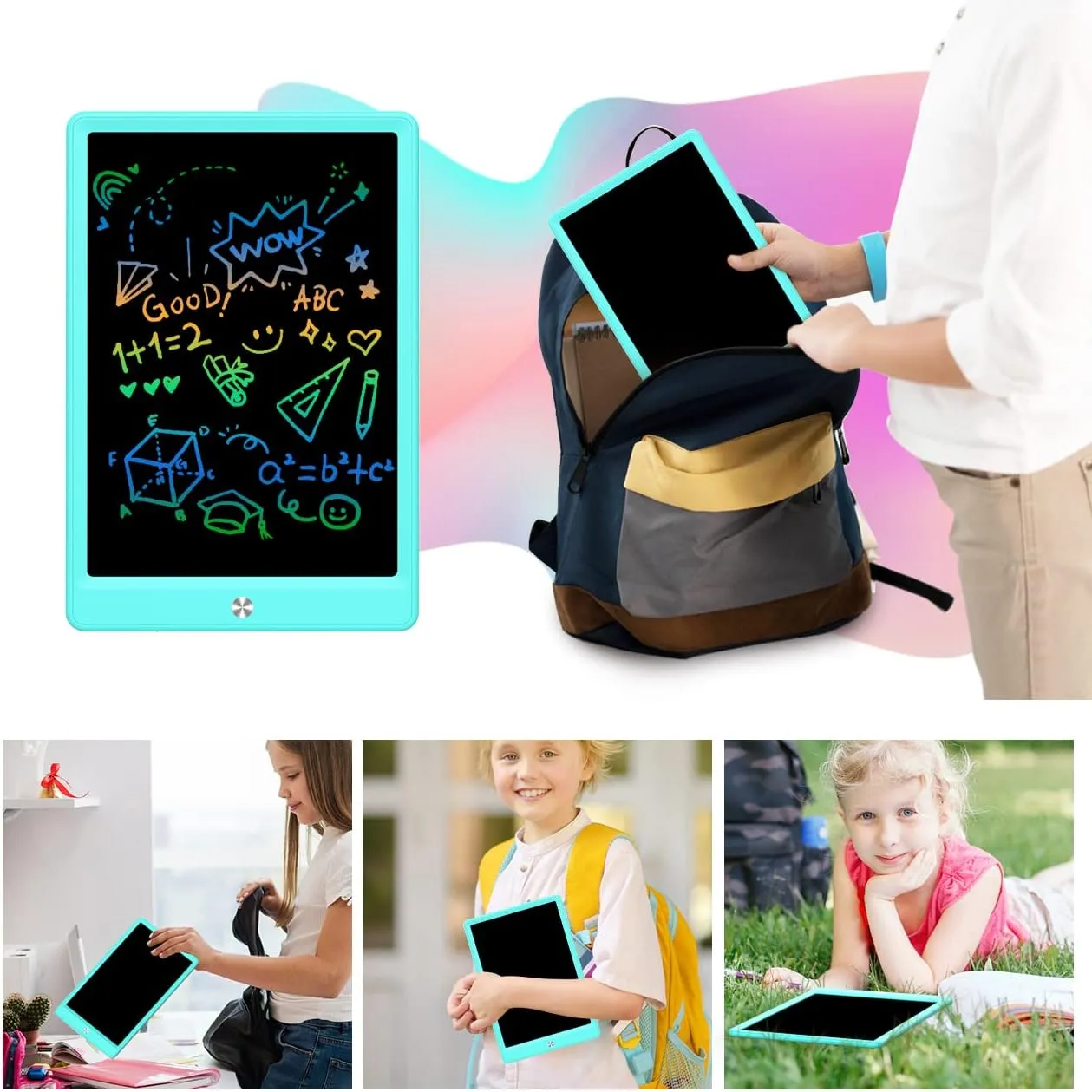 LCD Writing Tablet Doodle Board, Colorful Drawing Pad, Electronic Drawing Tablet, Drawing Pads,Travel Gifts for Kids Ages 3 4 5 6 7 8 Year Old Girls Boys (10.5 inch, Blue&Yellow)