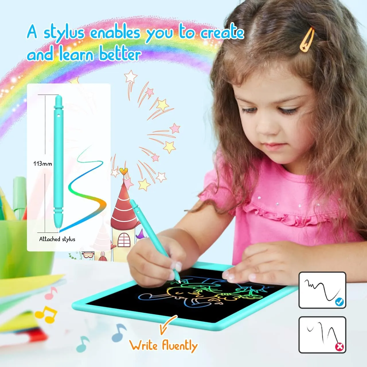 LCD Writing Tablet Doodle Board, Colorful Drawing Pad, Electronic Drawing Tablet, Drawing Pads,Travel Gifts for Kids Ages 3 4 5 6 7 8 Year Old Girls Boys (10.5 inch, Blue&Yellow)