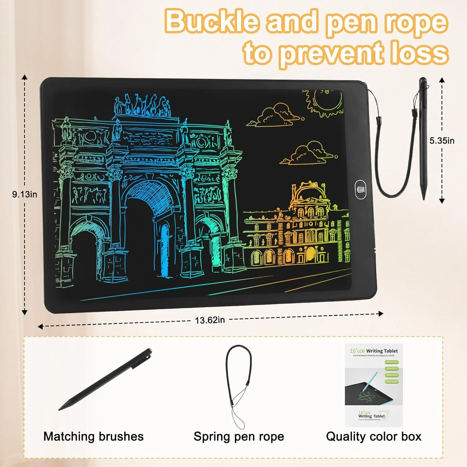 LCD Writing Tablet for Kids & Adults, Etch a Sketch Travel Essentials - 16 Inch Black