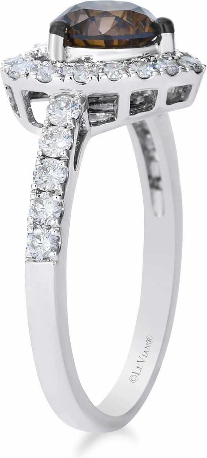 Le Vian 3/4 or 1 1/2 Carat Chocolate Diamond Heart Engagement Ring for Women I 14k White Gold Promise Ring for Her (Brown/H-I, SI2-SI3, cttw) Clear Diamond Accents Wedding Anniversary Band Size 6 to 8