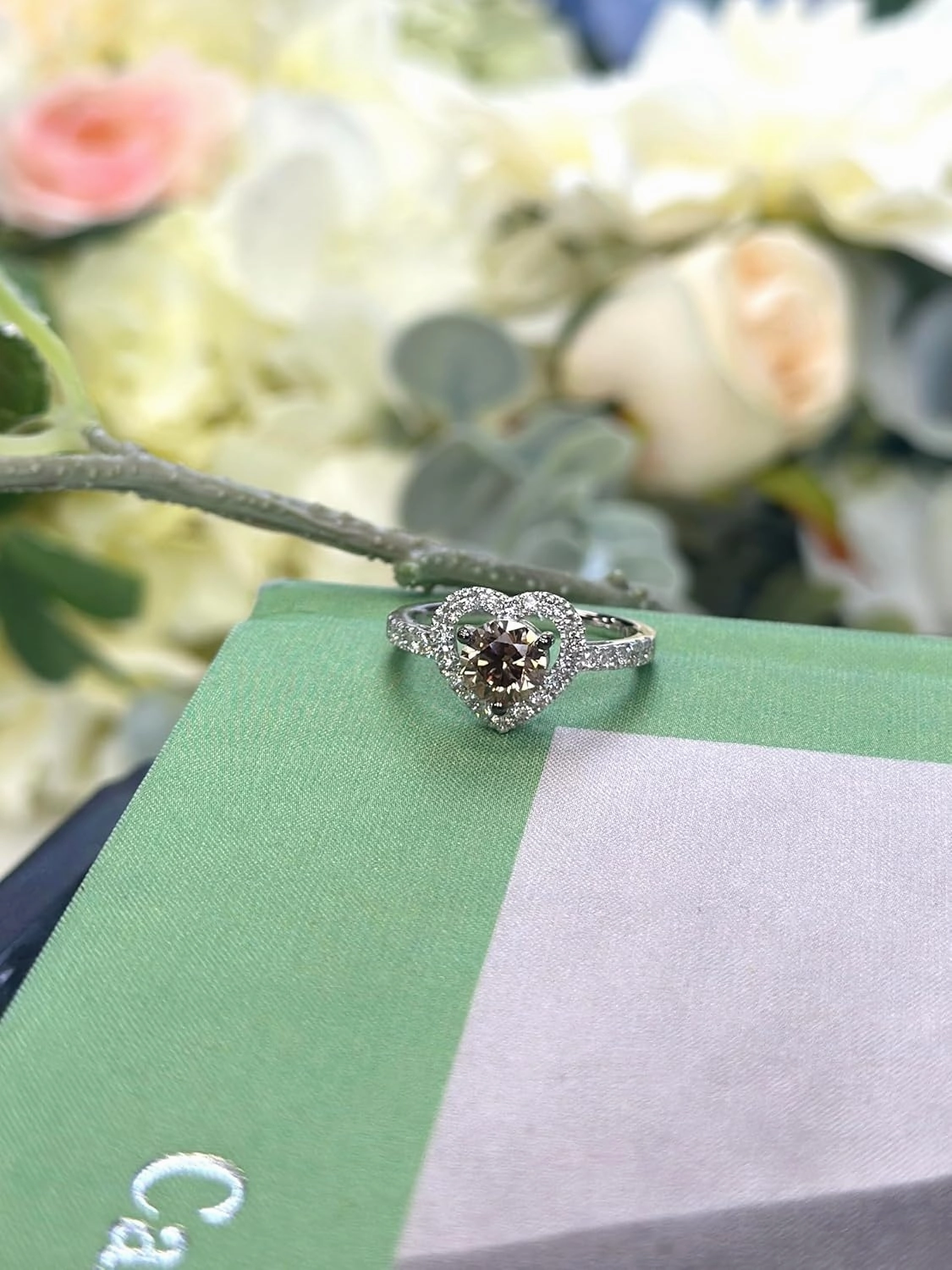 Le Vian 3/4 or 1 1/2 Carat Chocolate Diamond Heart Engagement Ring for Women I 14k White Gold Promise Ring for Her (Brown/H-I, SI2-SI3, cttw) Clear Diamond Accents Wedding Anniversary Band Size 6 to 8
