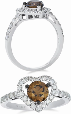 Le Vian 3/4 or 1 1/2 Carat Chocolate Diamond Heart Engagement Ring for Women I 14k White Gold Promise Ring for Her (Brown/H-I, SI2-SI3, cttw) Clear Diamond Accents Wedding Anniversary Band Size 6 to 8