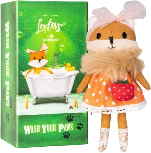 LEVLOVS Christmas Fox Designer Doll Mouse in a Matchbox Danish Design Toy Baby Registry Gift Fox Linen Toy Plush Toy