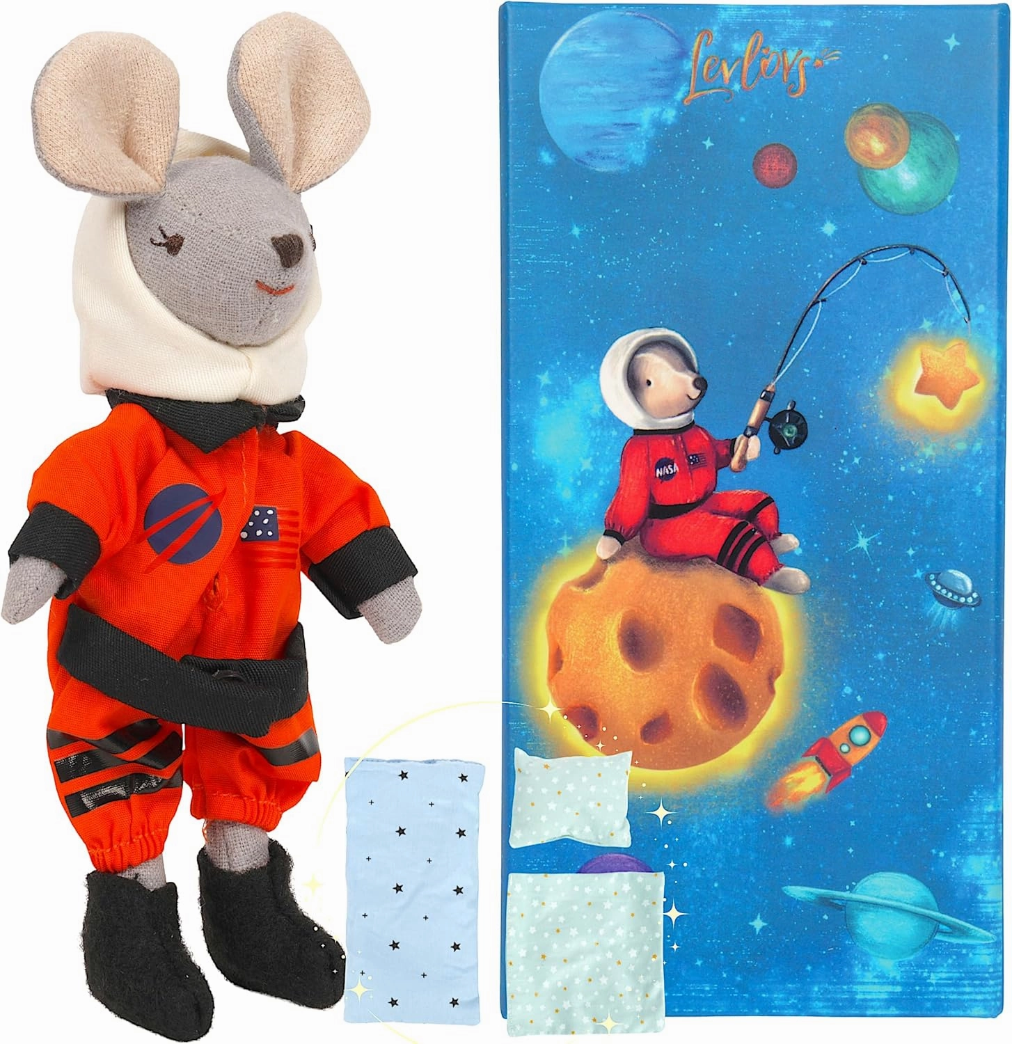 LEVLOVS Astronaut Mouse Stuffed Animal｜Linen Toy｜Fairy Mouse｜Mini Dolls Set｜Fabric Doll Mice Toys ｜Family Dolls