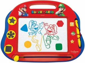 LEXIBOOK CRNI550 Super Mario Brothers Multicolor Magic Magnetic Nintendo Drawing Board, Artistic Creative Toy for Girls and Boys, Stylus Pen and Stamps, Red/Blue