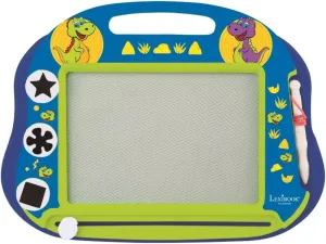 LEXiBOOK, Dinosaur, Multicolor Magic Magnetic Drawing Board, Artistic Creative Toy for Girls and Boys, Stylus Pen and Stamps, Blue, CRDINO550