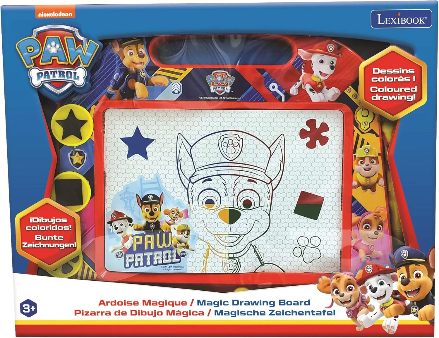 LEXiBOOK Paw Patrol Multicolor Magic Magnetic Drawing Board, Artistic Creative Toy for Girls and Boys, Stylus Pen and Stamps, Red/Blue, CRPA550