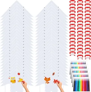 Libima DIY Blank Kites for Kids Large Kite Making Kit Bulk Easy to Fly Party Pack with Watercolor Pens and String Decorating Coloring Party Set for Craft Outdoor Games(50 Pcs,Swallow Fish)