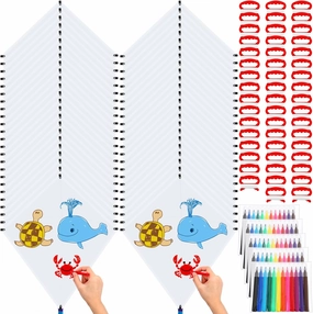 Libima DIY Blank Kites for Kids Large Kite Making Kit Bulk Easy to Fly Party Pack with Watercolor Pens and String Decorating Coloring Party Set for Craft Outdoor Games(50 Pcs,Rhombus)