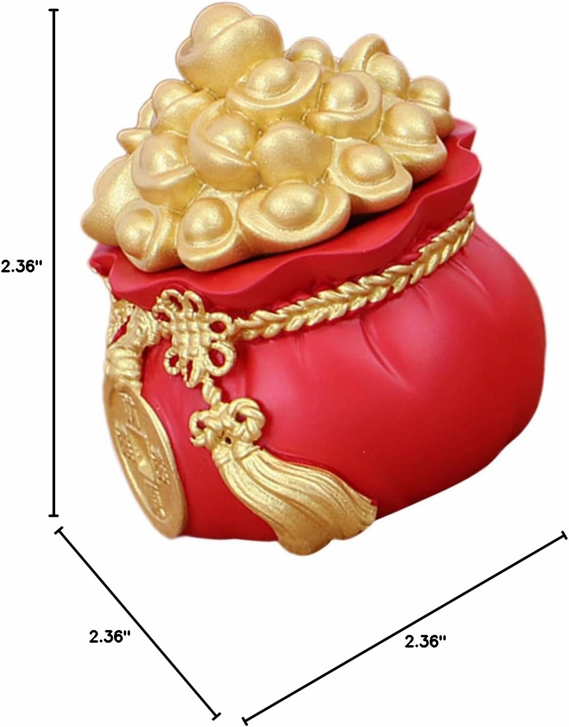 LIFKOME 5pcs Lucky Money Bag Decoration Feng Shui Money Bag Statue Chinese Yuan Bao Kids Savings Bank Figurine Chinese Piggy Bank New Year Decor Car Resin Office Decorations