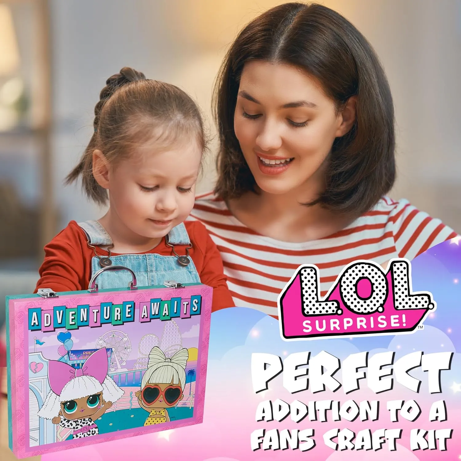 L.O.L Surprise! Colored Pencils Art Supplies Kids Drawing Kit School Supplies Painting Kit Girls Drawing Pencils Art Kit Travel Case with Crayons Arts and Crafts for Kids 4-12 (Pink 130 Pcs)