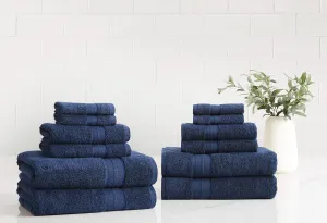 London Fog Signature Solid 12 Piece Navy Towel Set