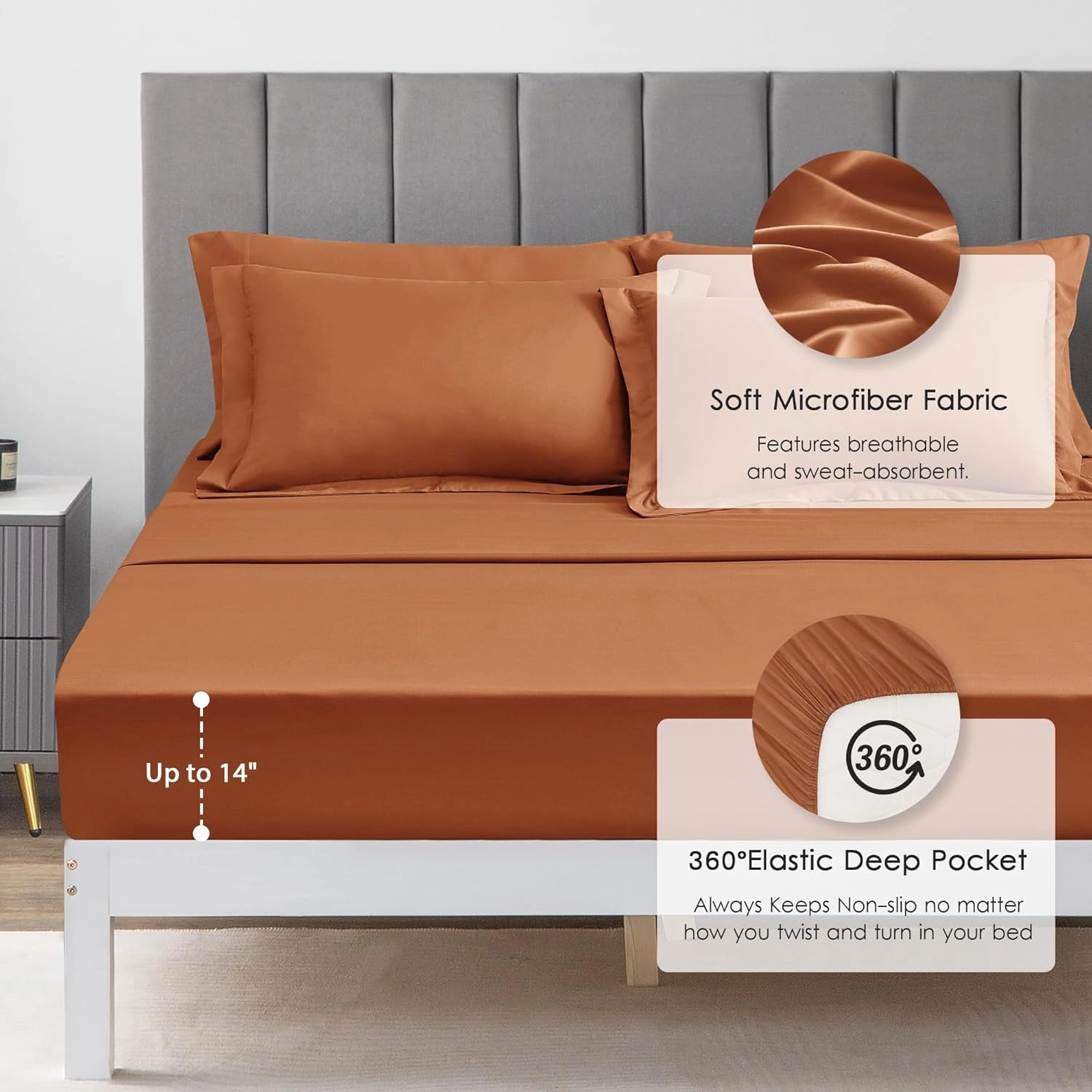 Love's cabin Twin Comforter Set Terracotta, 5 Pieces Twin Bed in a Bag, All Season Bedding Sets with 1 Comforter, 1 Flat Sheet, 1 Fitted Sheet, 1 Pillowcase and 1 Pillow Sham