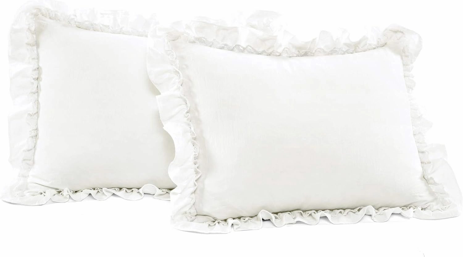 Lush Decor - Comforter Set, Luxurious Bedding with Matching Shams, Ruffle Lace Design, Shabby Chic Room Decor (Ella White, Full/Queen)