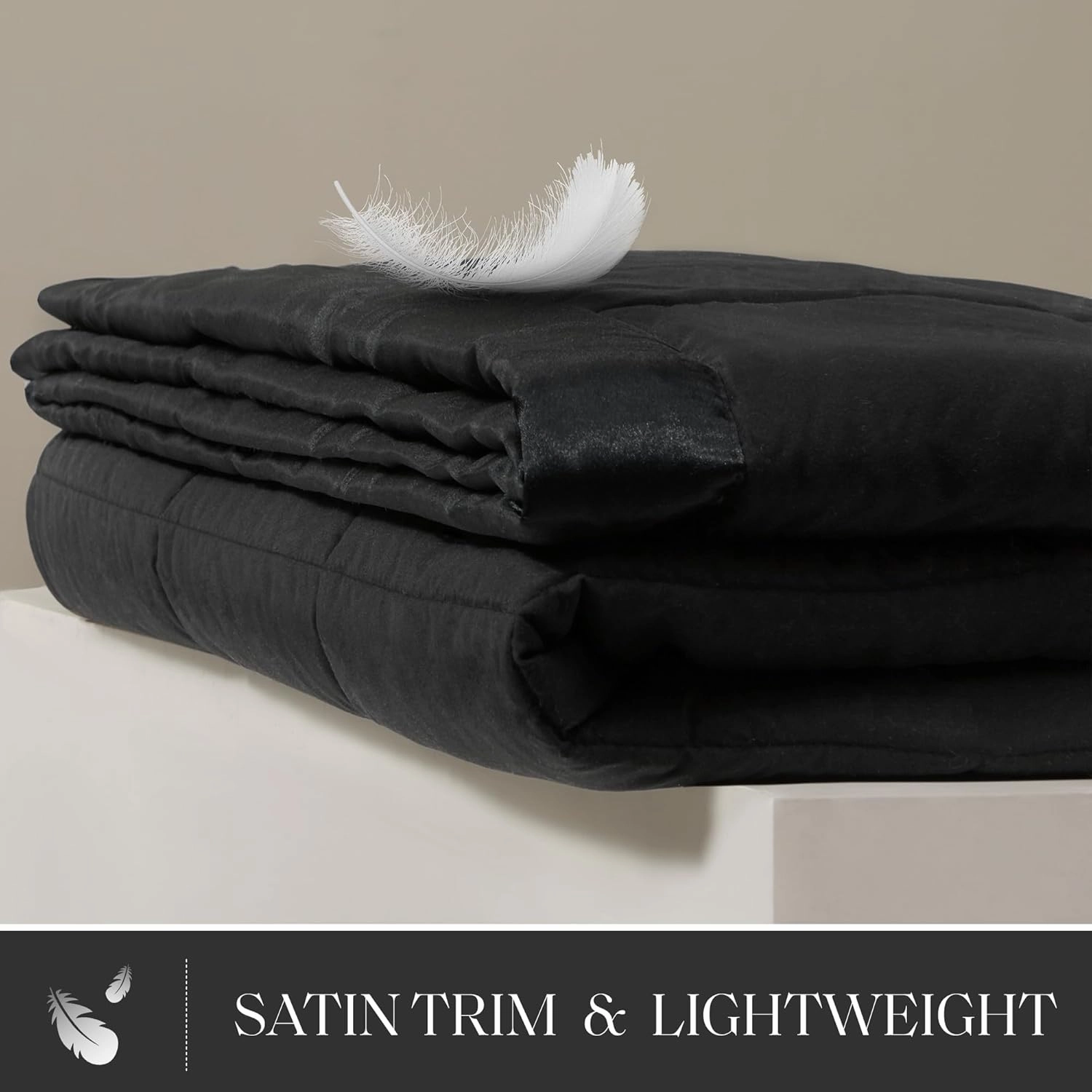 Madison Park King Size Blanket Ultra-Soft Microfiber Blanket King Size, Box Quilting with Satin Binding, All Season & Lightweight King Summer Blanket for Bed, Couch & Sofa, King, Balck