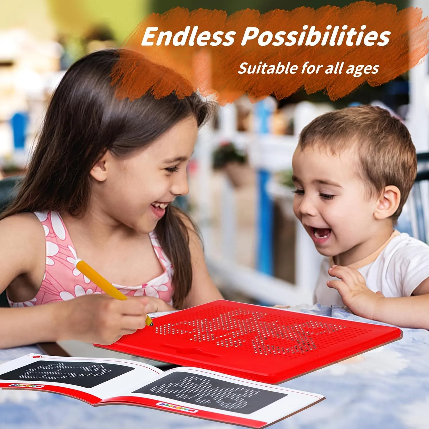 MAGBLOCK Magnetic Drawing Board for Toddlers 3  Gifts for Boys Girls, Portable Writing Pad & Educational Toy for Kids' Road Trips & Airplane Travel Activities (12.4in x 10in)