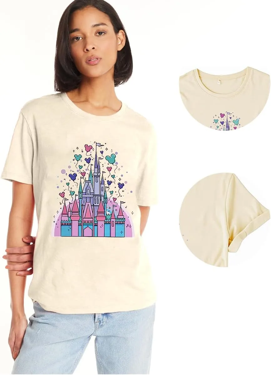 Magic Castle Shirt for Women Cute Kingdom Graphic Tshirt Casual Holiday Vacation Short Sleeve Tee Tops