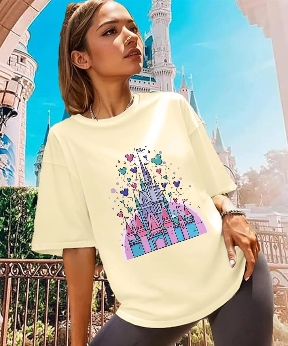 Magic Castle Shirt for Women Cute Kingdom Graphic Tshirt Casual Holiday Vacation Short Sleeve Tee Tops