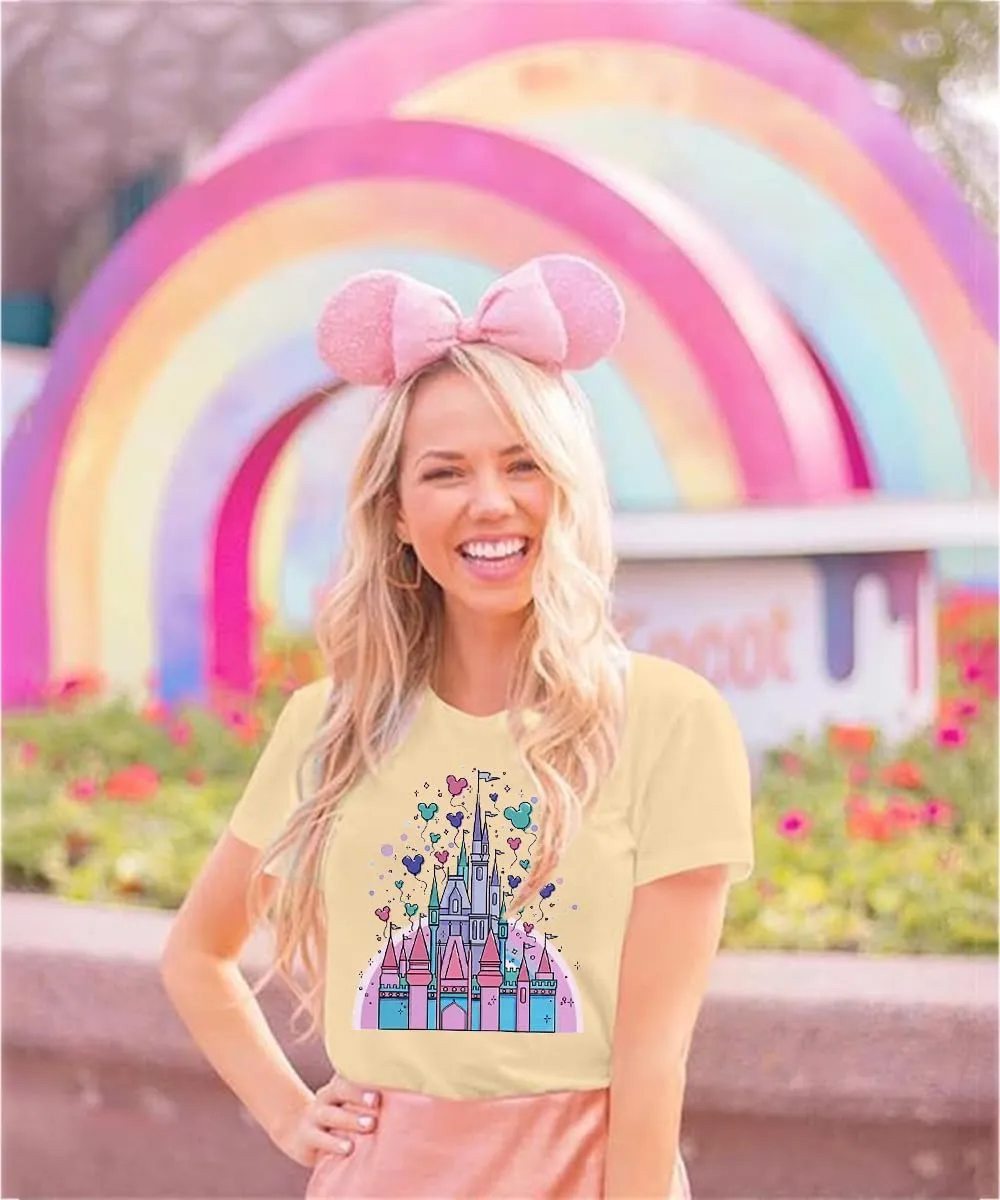 Magic Castle Shirt for Women Cute Kingdom Graphic Tshirt Casual Holiday Vacation Short Sleeve Tee Tops