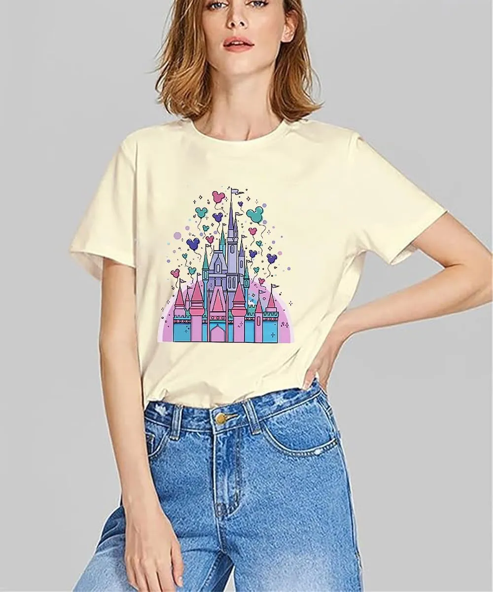 Magic Castle Shirt for Women Cute Kingdom Graphic Tshirt Casual Holiday Vacation Short Sleeve Tee Tops
