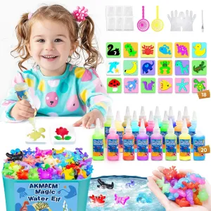 Magic Water Elf Toy Kit, 20 Colors Water Gel Kit for Kids, 60ml Water Elf Set with 18 Shape Molds, Handmade Water Toy, Creative Magic Aqua Toys, Children's DIY Aqua Marine Life(20 Colors)
