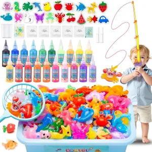 Magic Water Elf Toys Kit for Kids - Aqua Art Craft Kits DIY Squishy Maker Set with 20 Magical Gels 20 Molds and Fishing Rod - Party Favors Water Fairy Toys for Kids Boys Girls Christmas Birthday Gifts