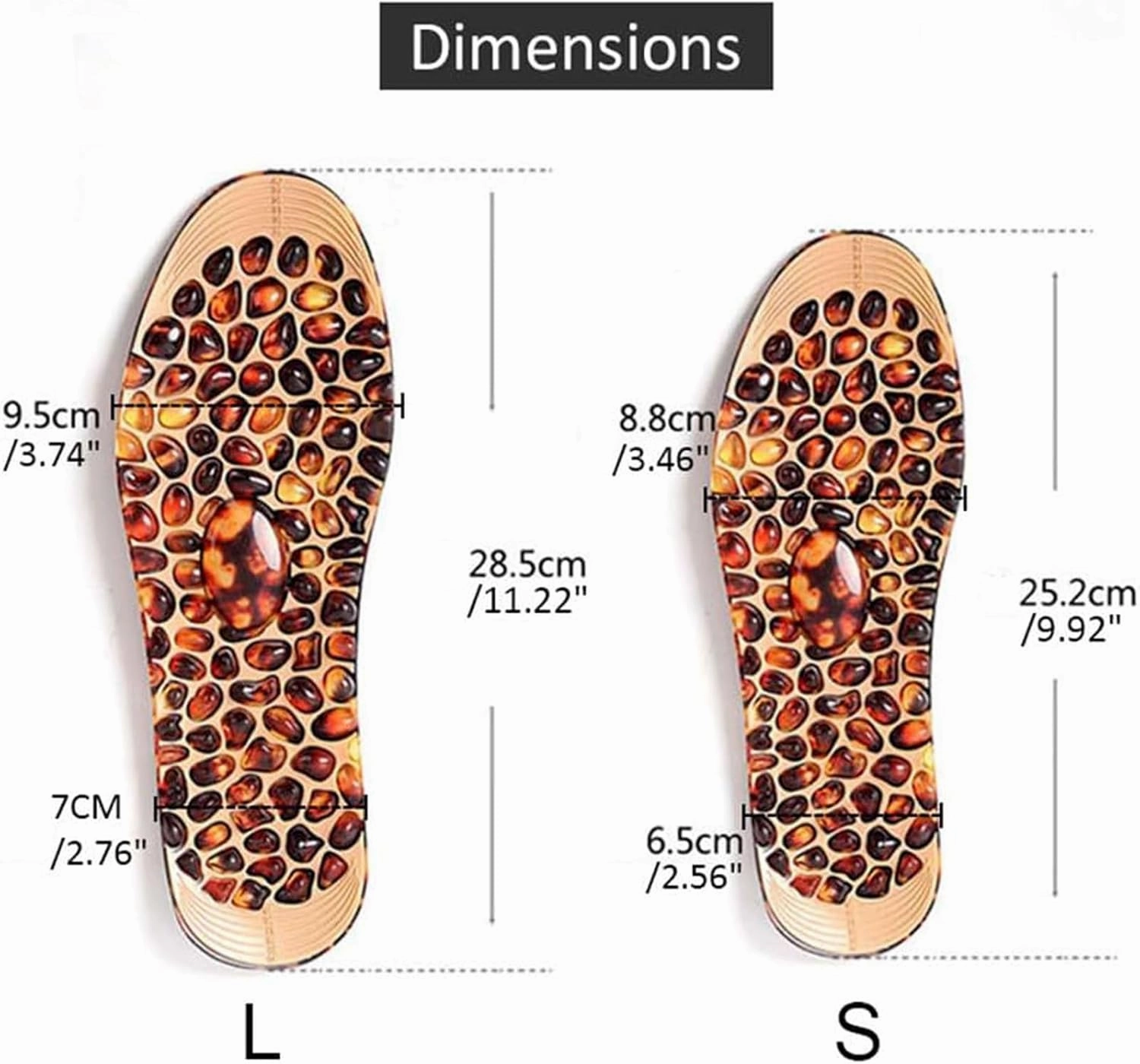 Magnet Acupressure Shoe Insoles for Women and Men, Magnetic Massage Insoles, Cobblestone Orthotic Acupressure Pad Feet Reflexology Therapy Insole,L(41-45),1 PAIR
