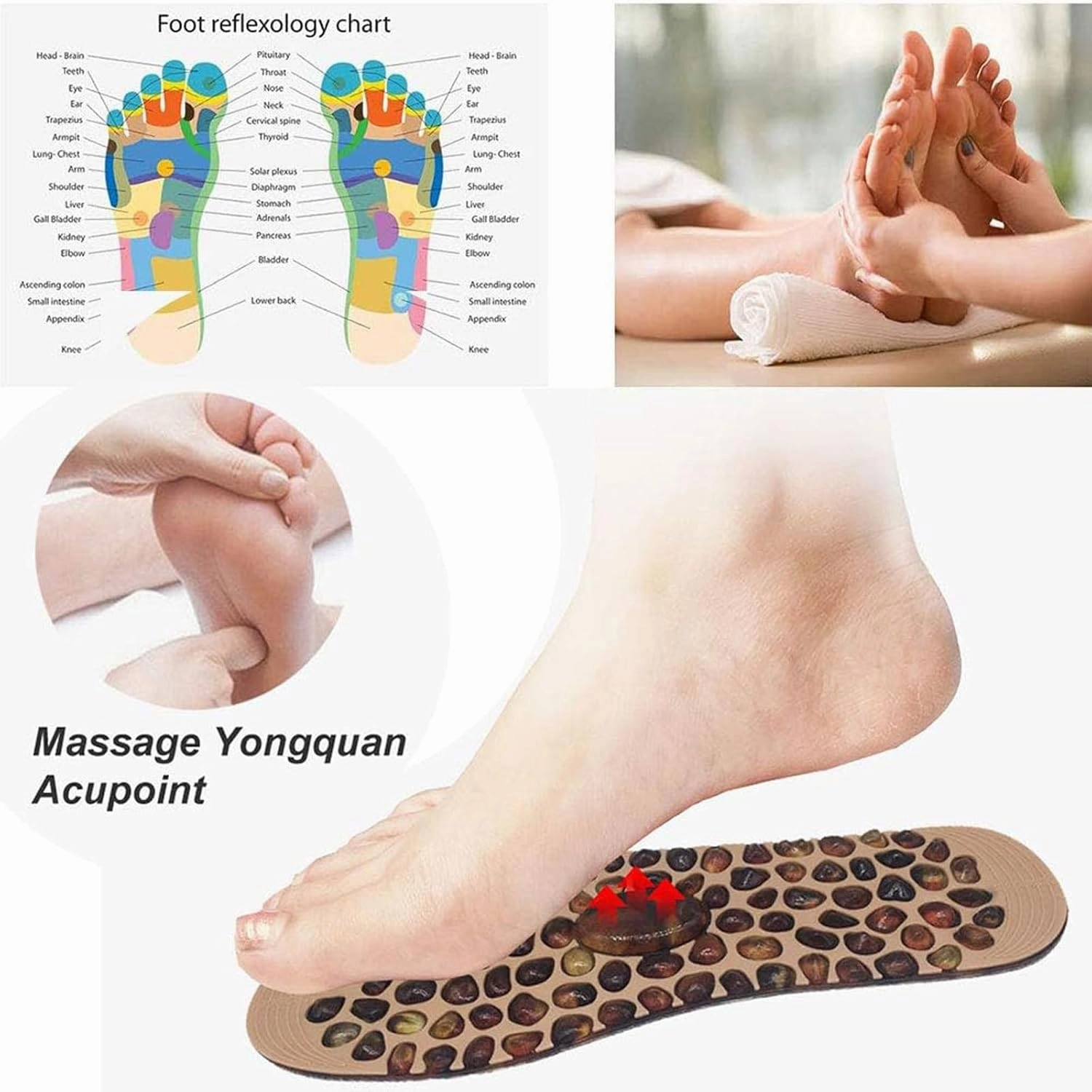 Magnet Acupressure Shoe Insoles for Women and Men, Magnetic Massage Insoles, Cobblestone Orthotic Acupressure Pad Feet Reflexology Therapy Insole,L(41-45),1 PAIR