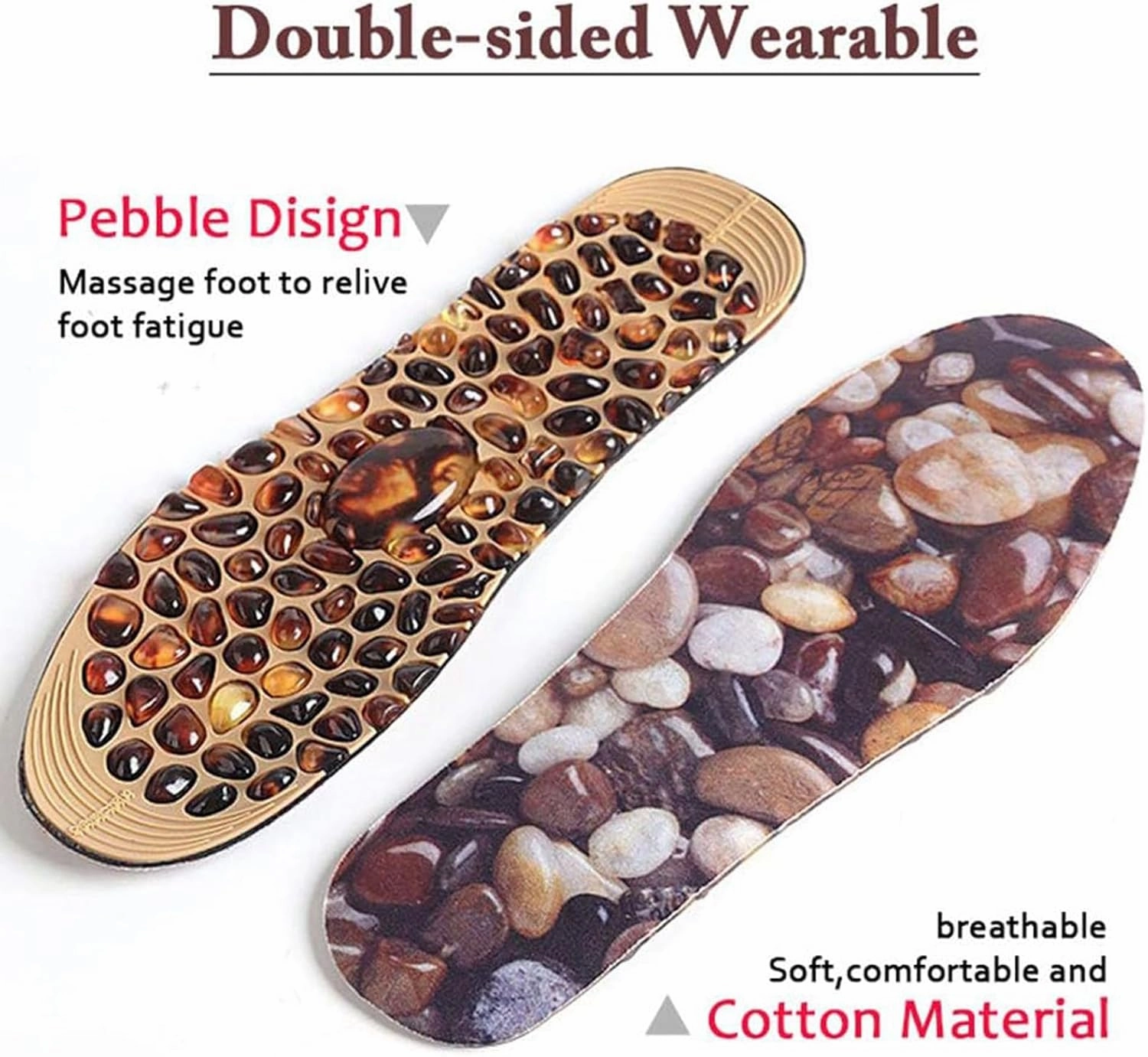Magnet Acupressure Shoe Insoles for Women and Men, Magnetic Massage Insoles, Cobblestone Orthotic Acupressure Pad Feet Reflexology Therapy Insole,L(41-45),1 PAIR