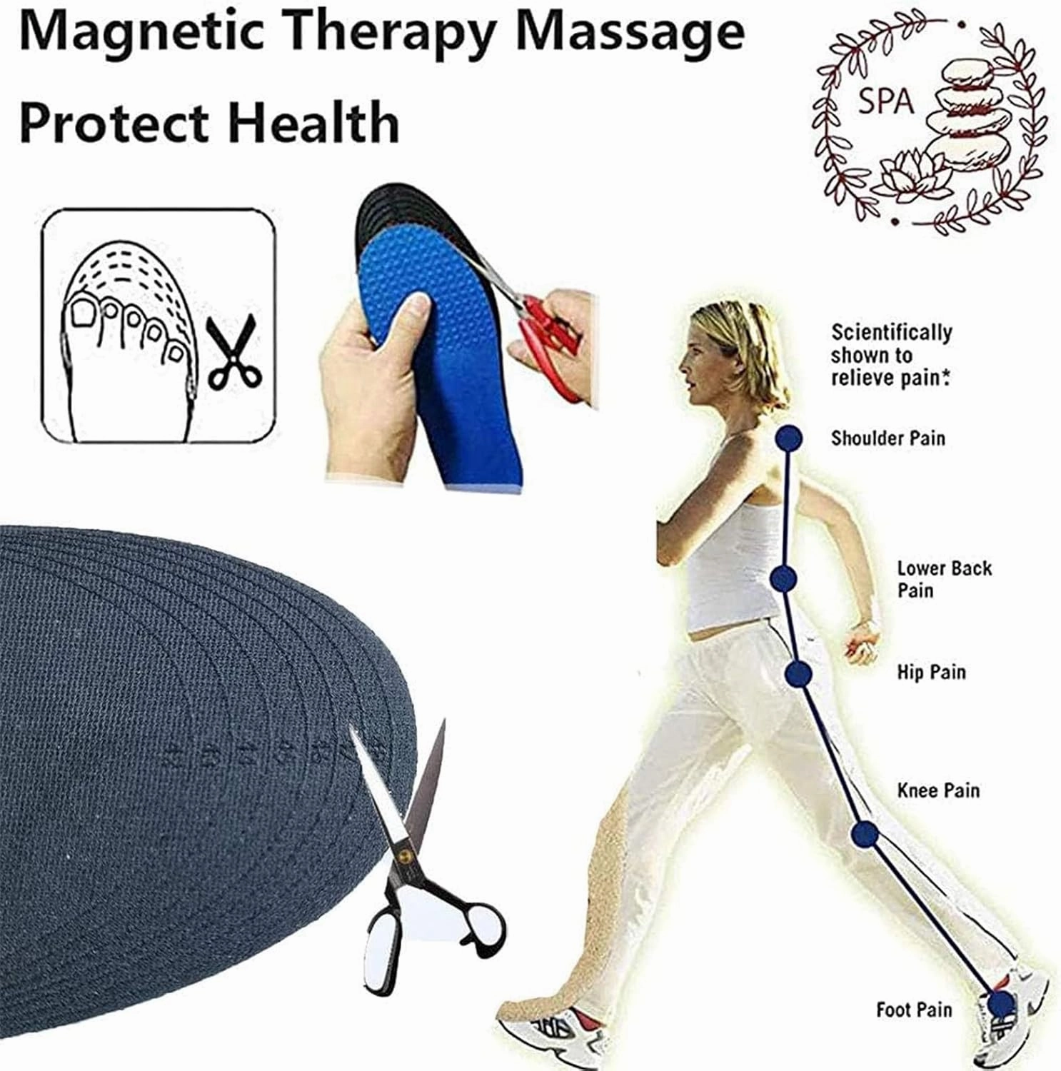 Magnet Massage Foot Insole, Acupressure Magnetic Therapy Insoles, Acupressure Slimming Orthotic Insoles, Breathable Reflexology Pain Relief Shoe Insoles Cutable Size for Men/Women,S(35-41),2 PAIRS