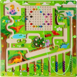 Magnetic Color and Number Maze,Magnetic Puzzles Board for Toddlers Ages 3 ,Preschool Learning Sensory Toys,Kids Wooden Montessori Toys for Boys Girls