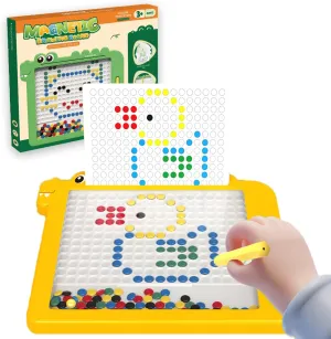 Magnetic Dots Board for Kids Toddlers, Magnetic Drawing Board with Magnetic Pen, Magnetic Dot Art, Montessori Educational Traveling Toy for 2 3 4 5 6 Years Old, 13.4” (Yellow)
