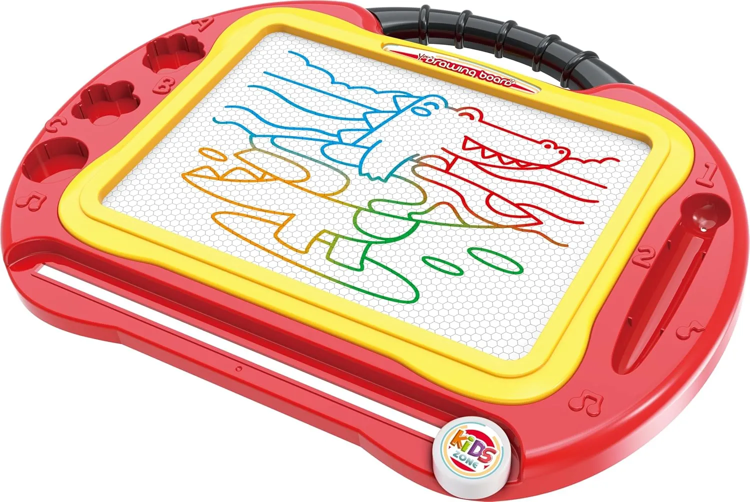 Magnetic Drawing Board for Kids — 2 in 1 Erasable Table & Portable Doodle Pad with Color Zones, Pen & Stamps – Travel Learning Toy, Gift for Boys & Girls Ages 3 