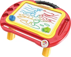Magnetic Drawing Board for Kids — 2 in 1 Erasable Table & Portable Doodle Pad with Color Zones, Pen & Stamps – Travel Learning Toy, Gift for Boys & Girls Ages 3 
