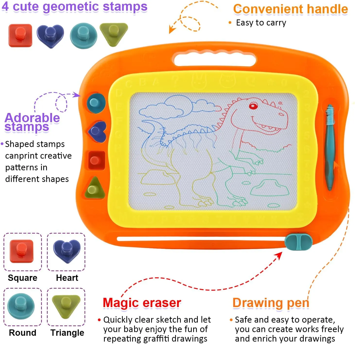 Magnetic Drawing Board Toddler Toys for Girls Boys, 15 Inch Erasable Doodle Board for Kids Colorful Etch Education Sketch Doodle Pad Toddler Toys for Age 3 4 5 6 7 Year Old Girl Boy