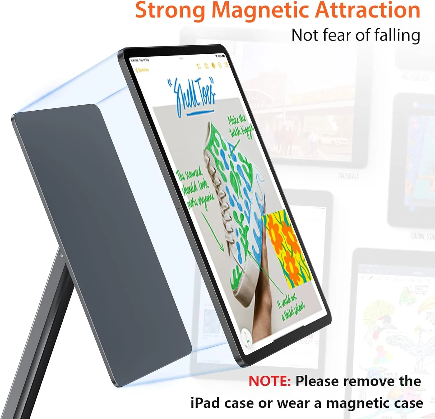 Magnetic iPad Pro 12.9 Stand, Aluminum Alloy Foldable Arm Mount or Working, Multi-Node Adjustable Tablet Holder for iPad Pro 12.9" 3rd/4th/5th/6th Gen-Gray