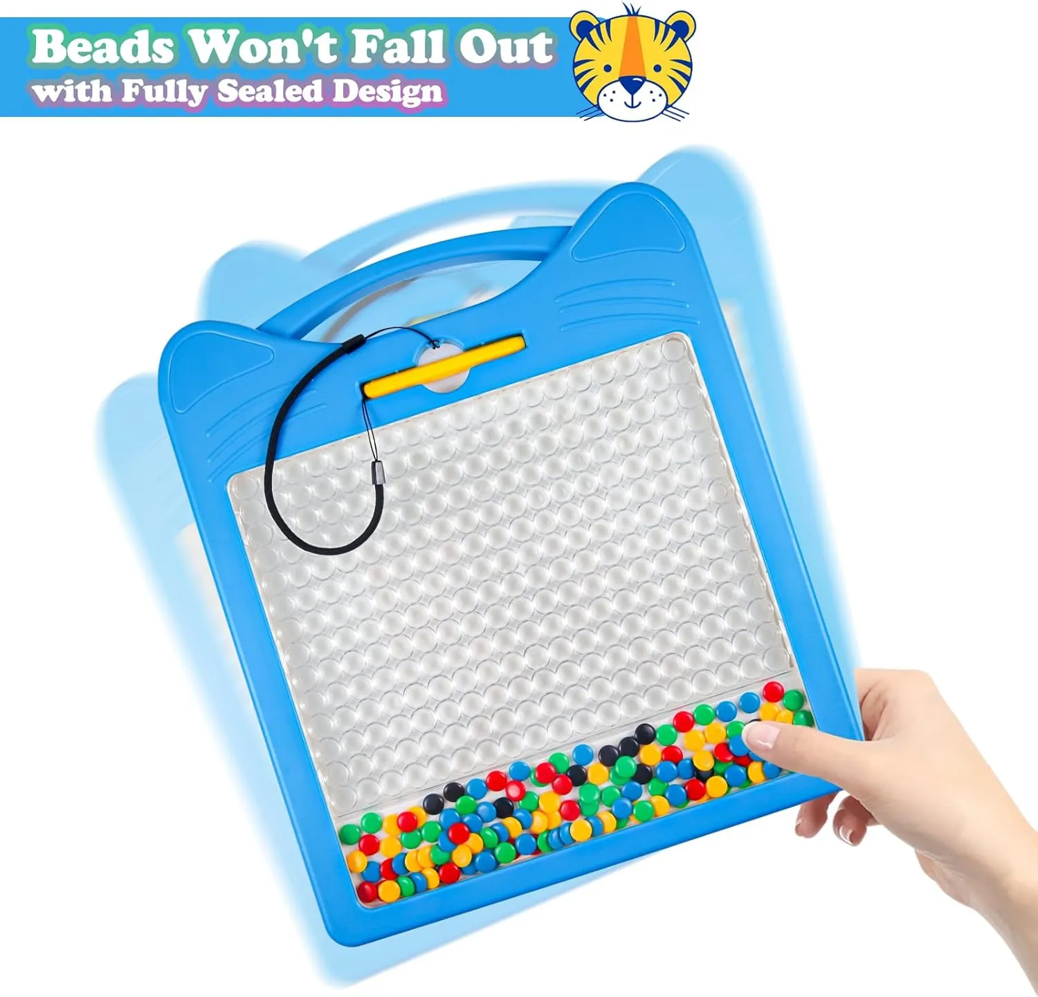 Magnetic Letters and Numbers Set for Toddlers - Magnet Drawing Doodle Board with Beads and 2 Pens, Magnetic Dot Art, Preschool Learning ABC Math for 3 4 5 Years Old Girls Boys