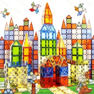 Magnetic Tiles, 100PCS Magnetic Blocks for Kids, 3D Diamond Magnet Tiles Building Blocks for Toddlers, Construction STEM Magnet Toys Gift for 3  Year Old Boys and Girls