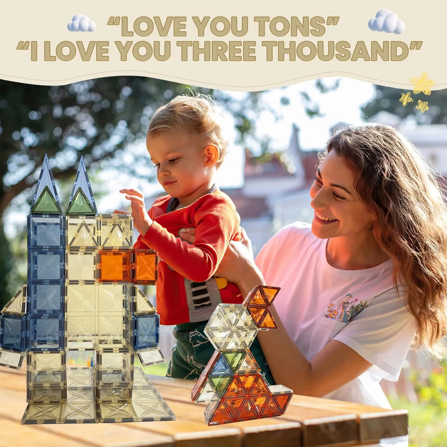 Magnetic Tiles, 100PCS Magnetic Blocks for Kids, 3D Diamond Magnet Tiles Building Blocks for Toddlers, Construction STEM Magnet Toys Gift for 3  Year Old Boys and Girls