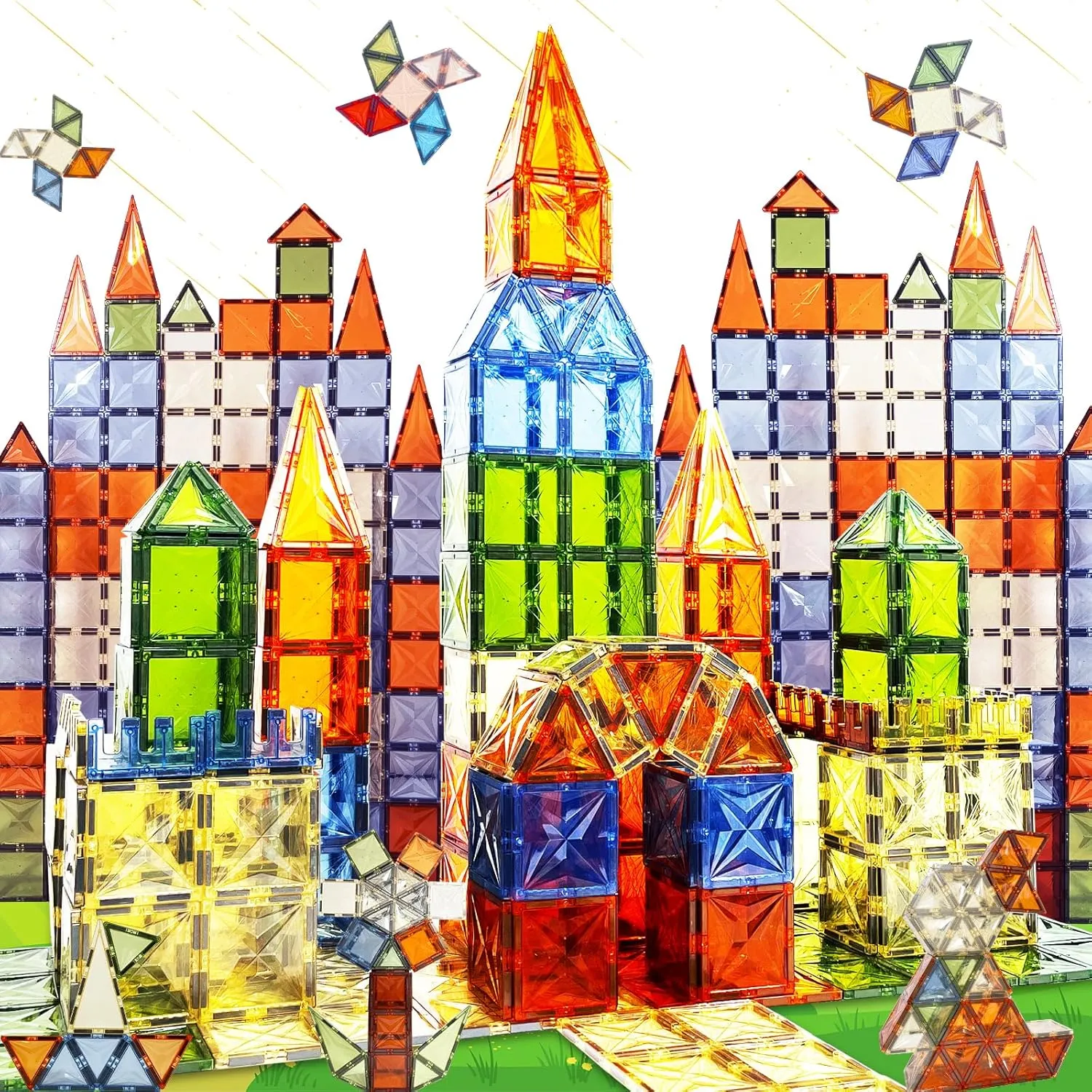Magnetic Tiles, 100PCS Magnetic Blocks for Kids, 3D Diamond Magnet Tiles Building Blocks for Toddlers, Construction STEM Magnet Toys Gift for 3  Year Old Boys and Girls