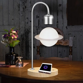 Magnetic Levitating Saturn Lamp with Phone Wireless Charging Pad Levitation Floating Saturn Ball Planet Saturn Globe LED Night Light Office Desk Decoration Christmas Gifts