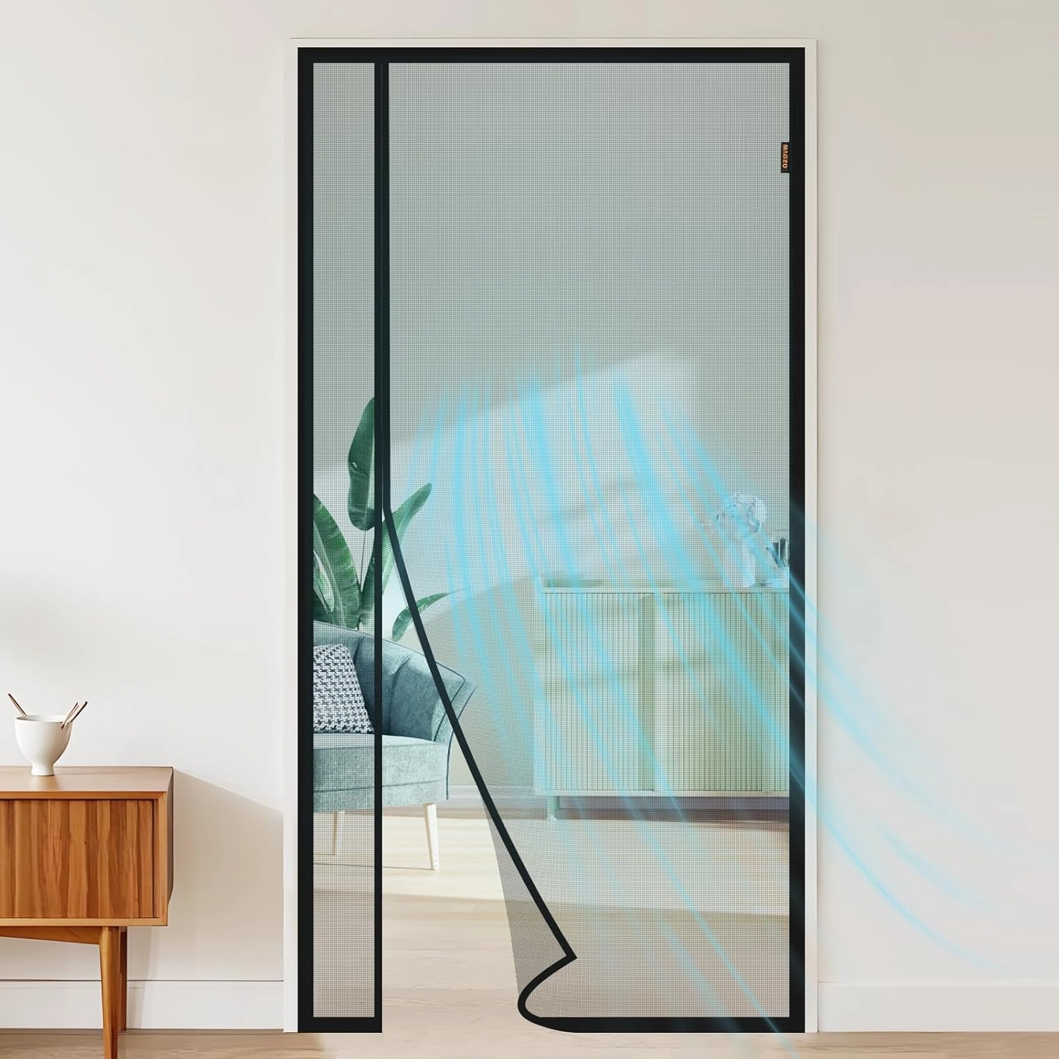 MAGZO Magnetic Screen Door Side Opening, Fits Door Size 32 x 80 Inch, Actual Mesh Size 34" x 81", Fiberglass Net Screen with Strong Magnet for Doorway, Gray