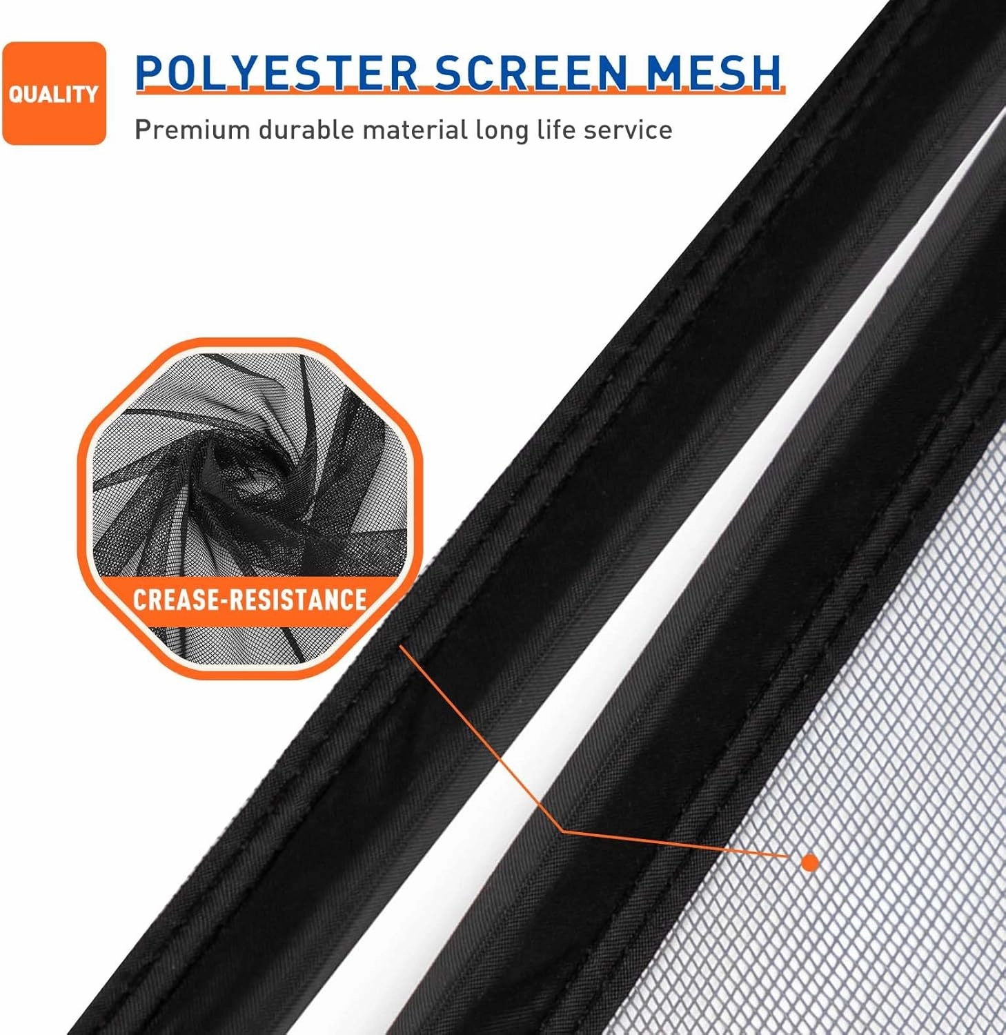 MAGZO Magnetic Screen Door Side Opening, Fits Door Size 32 x 80 Inch, Actual Mesh Size 34" x 81", Fiberglass Net Screen with Strong Magnet for Doorway, Gray